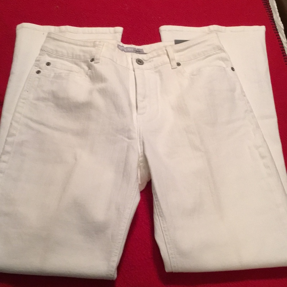 Chico’s platinum flare leg white jean